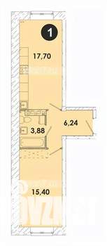 1-к квартира, строящийся дом, 43м2, 1/5 этаж