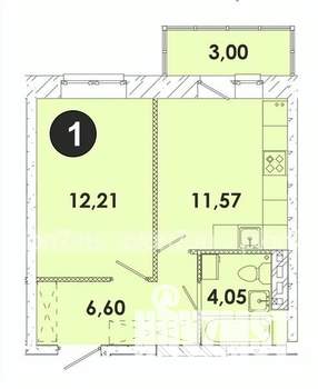 1-к квартира, строящийся дом, 37м2, 4/5 этаж