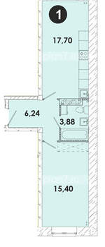 1-к квартира, вторичка, 43м2, 1/5 этаж