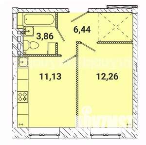 1-к квартира, строящийся дом, 34м2, 1/5 этаж