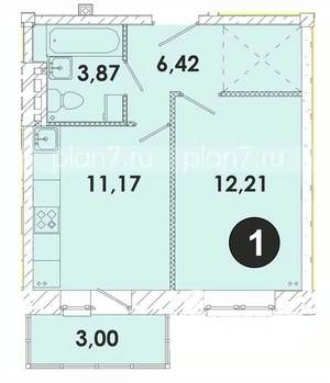 1-к квартира, строящийся дом, 37м2, 4/5 этаж