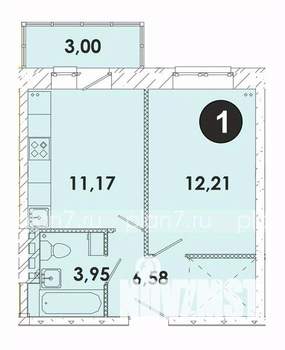 1-к квартира, строящийся дом, 38м2, 5/5 этаж