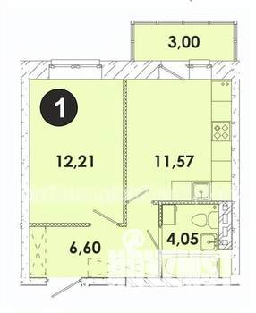 1-к квартира, строящийся дом, 37м2, 3/5 этаж