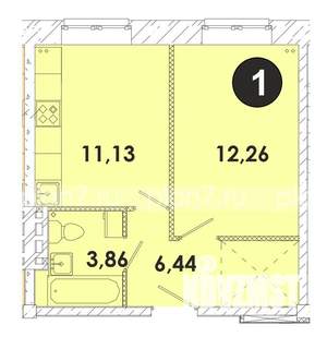 1-к квартира, строящийся дом, 34м2, 1/5 этаж