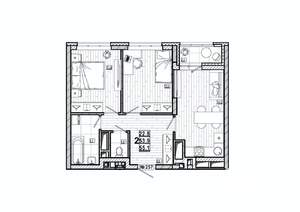 2-к квартира, вторичка, 55м2, 12/15 этаж