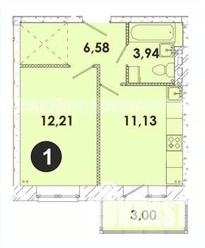 1-к квартира, строящийся дом, 37м2, 2/5 этаж