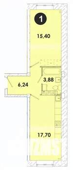 1-к квартира, строящийся дом, 43м2, 1/5 этаж