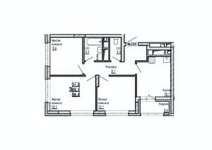 3-к квартира, вторичка, 56м2, 15/15 этаж