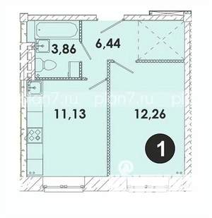 1-к квартира, строящийся дом, 34м2, 1/5 этаж