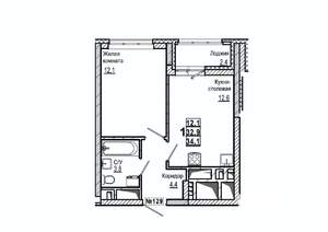 1-к квартира, строящийся дом, 34м2, 14/15 этаж