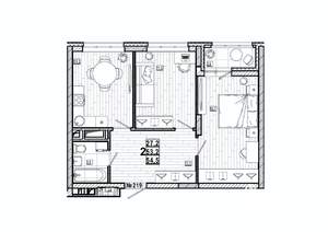 2-к квартира, вторичка, 55м2, 9/15 этаж
