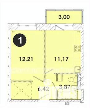 1-к квартира, строящийся дом, 37м2, 5/5 этаж
