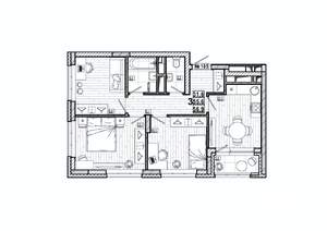 3-к квартира, вторичка, 57м2, 5/15 этаж