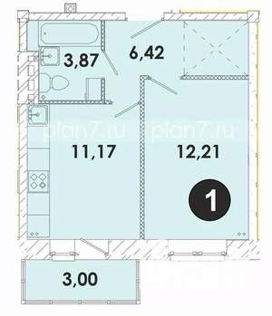 1-к квартира, строящийся дом, 37м2, 3/5 этаж