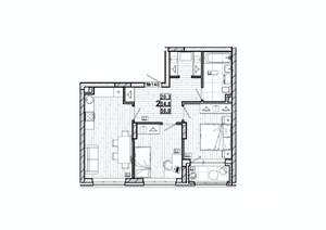 2-к квартира, вторичка, 56м2, 1/15 этаж