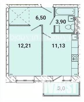 1-к квартира, строящийся дом, 35м2, 4/5 этаж