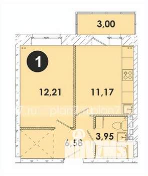 1-к квартира, строящийся дом, 37м2, 2/5 этаж