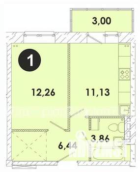 1-к квартира, строящийся дом, 37м2, 4/5 этаж