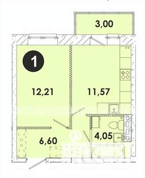 1-к квартира, строящийся дом, 38м2, 3/5 этаж