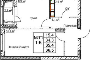 1-к квартира, вторичка, 35м2, 10/18 этаж