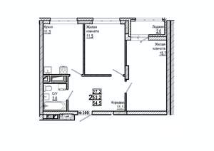 2-к квартира, вторичка, 55м2, 8/15 этаж