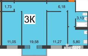 3-к квартира, вторичка, 58м2, 3/5 этаж