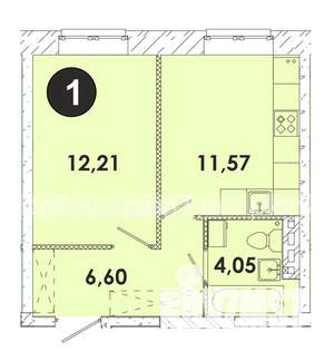 1-к квартира, строящийся дом, 34м2, 1/5 этаж