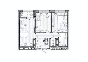 2-к квартира, вторичка, 55м2, 7/15 этаж