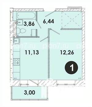 1-к квартира, строящийся дом, 37м2, 4/5 этаж