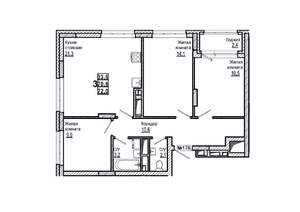 3-к квартира, вторичка, 72м2, 4/15 этаж