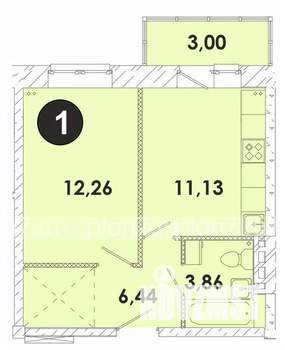 1-к квартира, строящийся дом, 38м2, 5/5 этаж