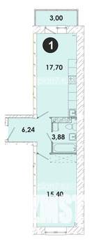 1-к квартира, строящийся дом, 46м2, 4/5 этаж