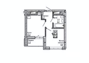 1-к квартира, вторичка, 28м2, 14/15 этаж