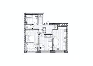 2-к квартира, вторичка, 55м2, 2/15 этаж