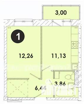 1-к квартира, строящийся дом, 37м2, 4/5 этаж