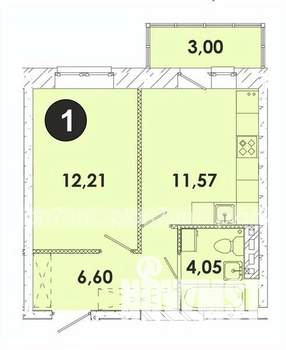 1-к квартира, строящийся дом, 37м2, 2/5 этаж