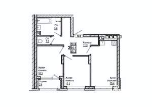 2-к квартира, вторичка, 55м2, 2/15 этаж