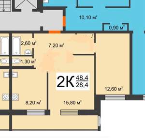 2-к квартира, вторичка, 50м2, 10/10 этаж