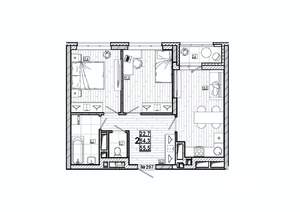 2-к квартира, вторичка, 56м2, 7/15 этаж