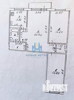 3-к квартира, вторичка, 57м2, 2/5 этаж