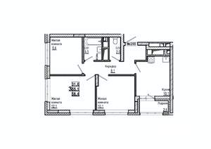 3-к квартира, вторичка, 56м2, 12/15 этаж