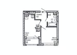 1-к квартира, вторичка, 30м2, 2/15 этаж