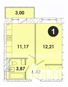 1-к квартира, строящийся дом, 37м2, 2/5 этаж