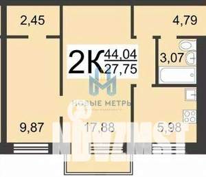 2-к квартира, вторичка, 45м2, 4/5 этаж