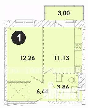 1-к квартира, строящийся дом, 37м2, 4/5 этаж