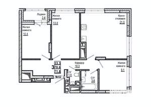 3-к квартира, вторичка, 72м2, 8/15 этаж