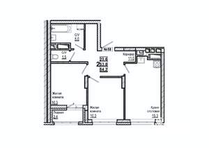2-к квартира, вторичка, 54м2, 7/15 этаж