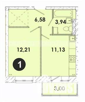 1-к квартира, строящийся дом, 37м2, 3/5 этаж