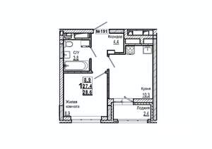1-к квартира, вторичка, 29м2, 6/15 этаж