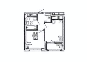 1-к квартира, вторичка, 28м2, 15/15 этаж